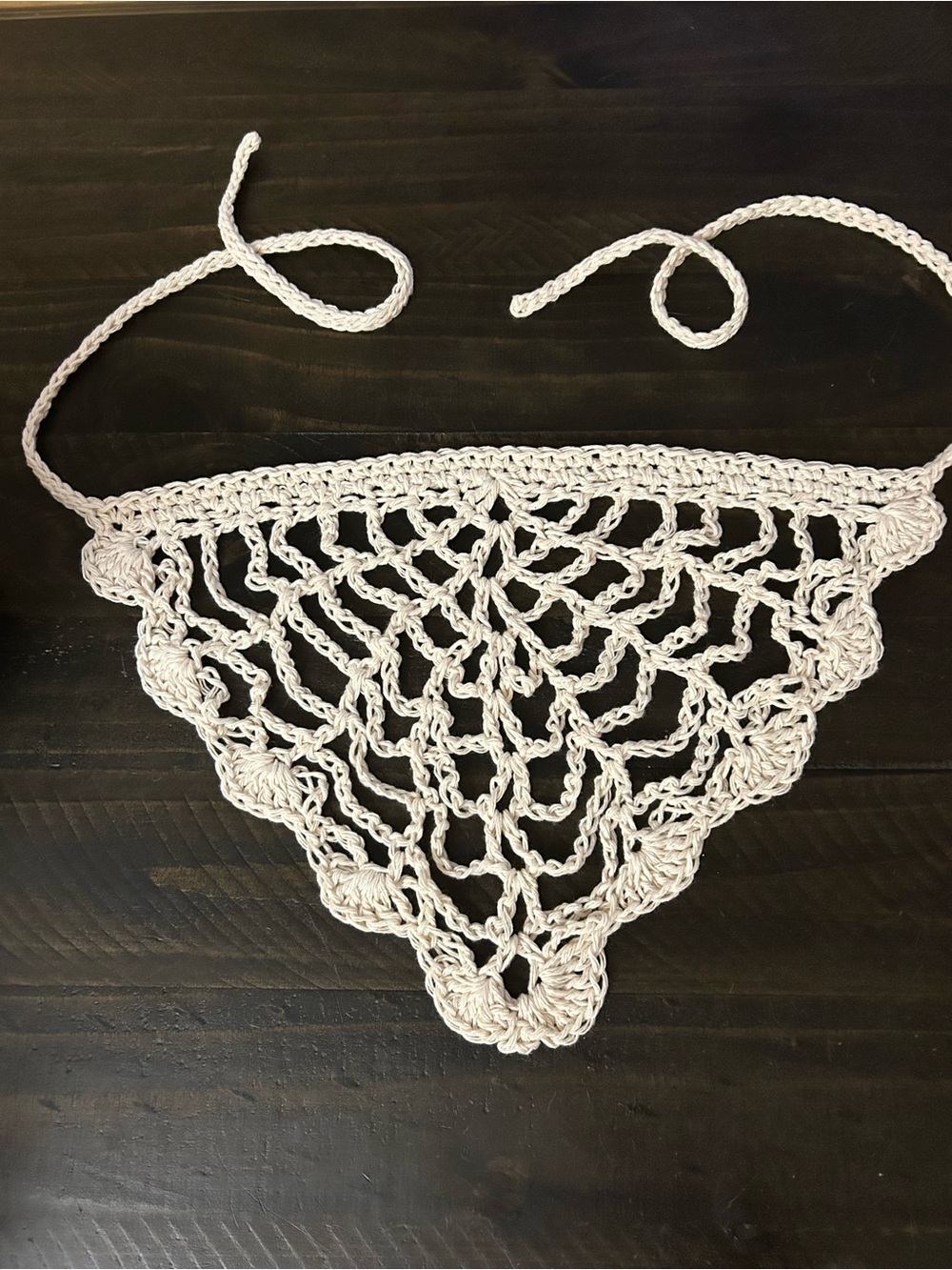 Handmade Crochet Spiderweb Bandana in Cream